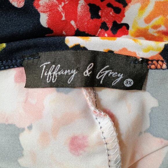 EUC: Tiffany & Grey Sze 3X Black Floral Shift Dress - Picture 3 of 6